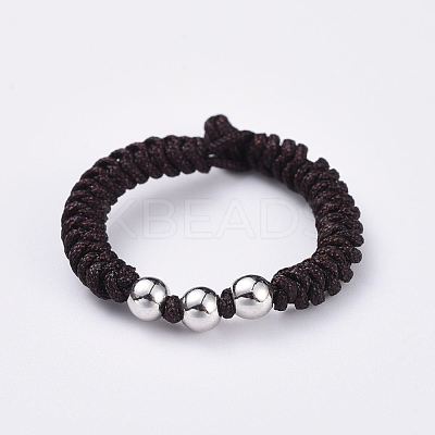 Adjustable Braided Bead Bracelets and Rings Jewelry Sets SJEW-JS01033-03-1