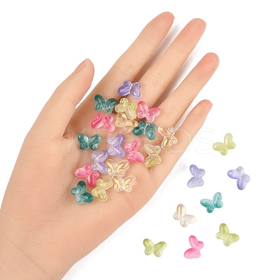 50Pcs 5 Colors Two Tone Transparent Spray Painted Glass Beads GLAA-FP0001-30-1