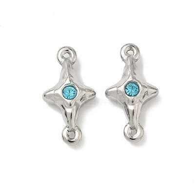 304 Stainless Steel Aquamarine Rhinestone Connector Charms STAS-L308-03A-P-1
