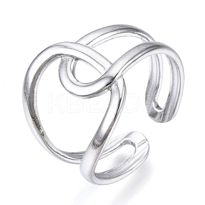 Non-Tarnish 304 Stainless Steel Knot Open Cuff Ring LS-RJEW-N040-06-1