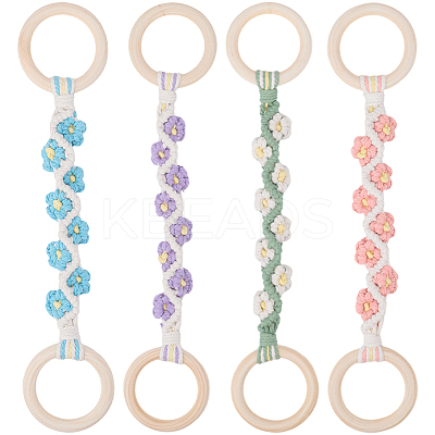 4Pcs 4 Colors  Daisy Cotton Thread Weave Towel Rack AJEW-CN0004-61-1