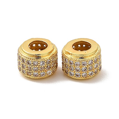 Rack Plating Brass Cubic Zirconia Beads KK-G457-09G-02-1