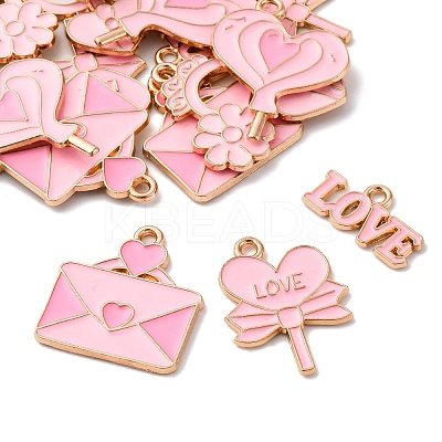 20Pcs 5 Styles Valentine's Day Theme Alloy Enamel Pendants ENAM-FP0002-15-1