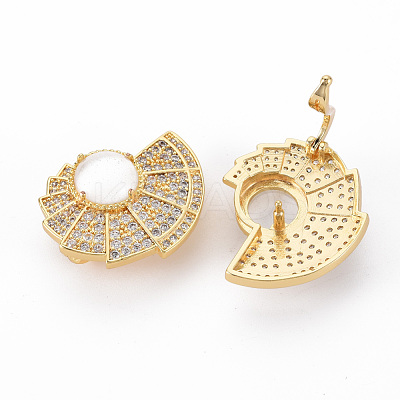 Brass Micro Pave Clear Cubic Zirconia Twister Clasps KK-S354-327-NF-1