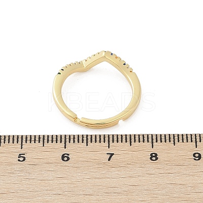 Wave Brass Micro Pave Cubic Zirconia Adjustable Rings RJEW-S400-15G-1