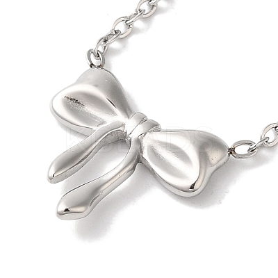 Non-Tarnish 304 Stainless Steel Cable Chain Bowknot Pendant Necklaces NJEW-Z041-03P-03-1