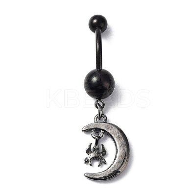 Hyacinth Rhinestone Charm Dangle Belly Rings AJEW-D053-01B-EB-1
