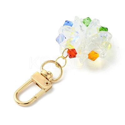 Flat Round Glass Pendant Decorations HJEW-TA00195-1