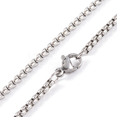 Stainless Steel Box Chain Necklaces NJEW-P304-01D-1