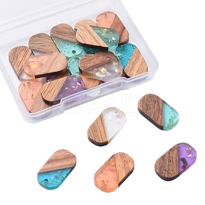 Transparent Resin & Walnut Wood Pendants RESI-CJ0001-96-1