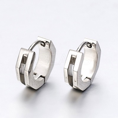 Tarnish Resistant Fashionista Must-Have Unisex 304 Stainless Steel Huggie Hoop Earrings EJEW-G138-103P-1