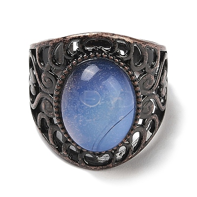 Opalite Oval Adjustable Rings RJEW-K271-06R-19-1