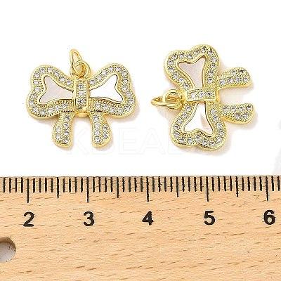 Brass Micro Pave Clear Cubic Zirconia Pendants KK-K365-25G-1