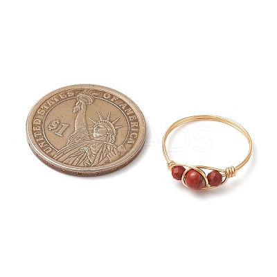 3Pcs Natural Red Jasper Bead Finger Ring RJEW-JR00855-05-1