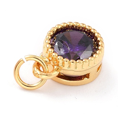Real 18K Gold Plated Brass Inlaid Cubic Zirconia Charms ZIRC-L100-081G-03-1