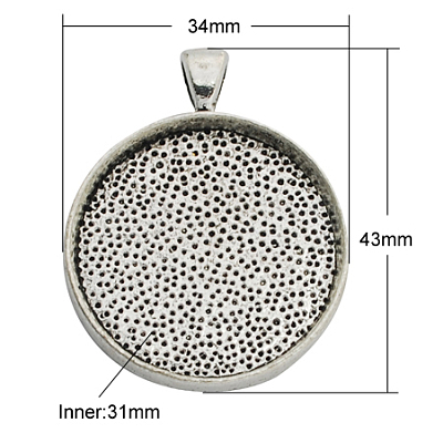 Alloy Pendant Cabochon Settings PALLOY-A13349-AS-NR-1