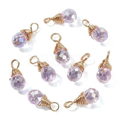 10Pcs Glass Pendants PALLOY-YW00130-06-1