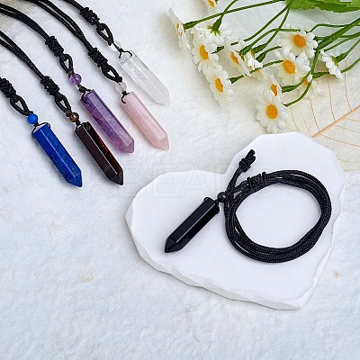 Natural Rose Quartz Bullet Pendant Necklace JN1043F-1