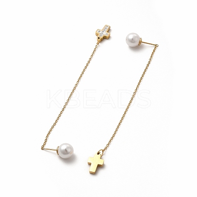 Rhinestone Geometry Dangle Stud Earrings EJEW-E278-05G-06-1