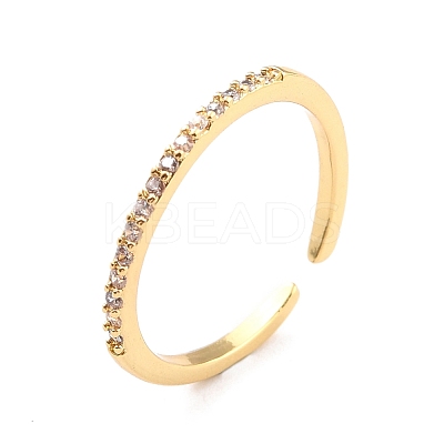 Clear Cubic Zirconia Open Cuff Ring for Women RJEW-C018-21G-1