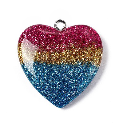 Rainbow Color Transparent Resin Pendants RESI-C029-03-1