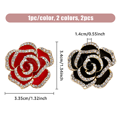 4Pcs 2 Colors Cryatal Rhinestone Flower Brooch Pin JEWB-HY0001-08-1