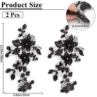 3D Flower Polyester Embroidery Sew on Appliques PATC-WH0012-33A-1
