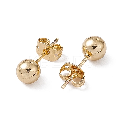 Rack Plating Brass Round Ball Stud Earrings for Women EJEW-F294-08C-G-1