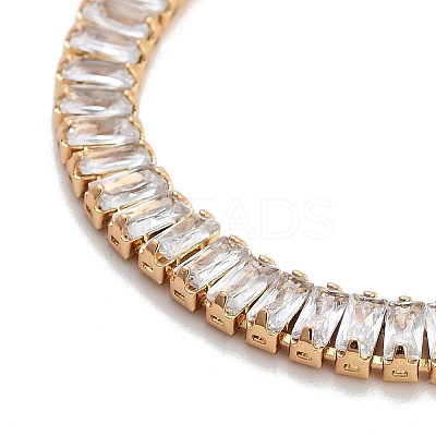 Brass Pave Clear Cubic Zirconia Rectangle Link Bracelets BJEW-B094-11A-G-1