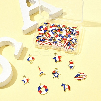 45Pcs 9 Styles Independence Day Alloy Enamel Pandants FIND-FS0004-09-1