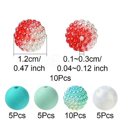 DIY Round Silicone & Acrylic & Berry Beads Making Findings Kits DIY-FS0006-26A-1