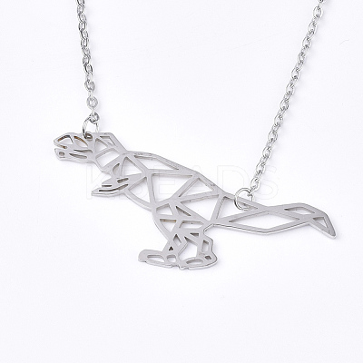 Non-Tarnish 201 Stainless Steel Pendant Necklaces NJEW-T009-JN100-1-40-1