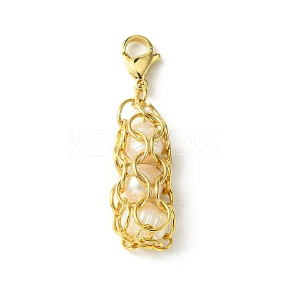 304 Stainless Steel Pouch Natural Cultured Freshwater Pearl Beads Pendant Decoration HJEW-JM01471-1