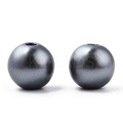 Spray Painted ABS Plastic Imitation Pearl Beads OACR-T015-05B-01-1
