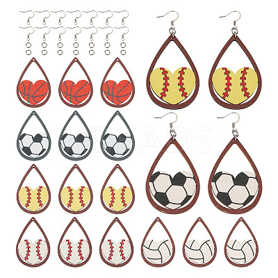 DIY Sport Theme Dangle Earring Making Kits DIY-TA0004-36-1