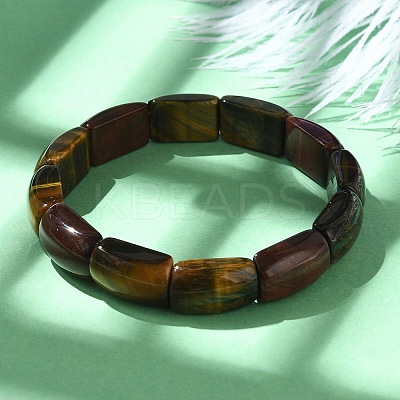 Natural Tiger Eye Bead Stretch Bracelets for Women Men BJEW-C097-02A-1