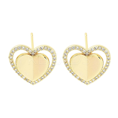 Brass Micro Pave Clear Cubic Zirconia Studs Earring for Women EJEW-S217-A01-1