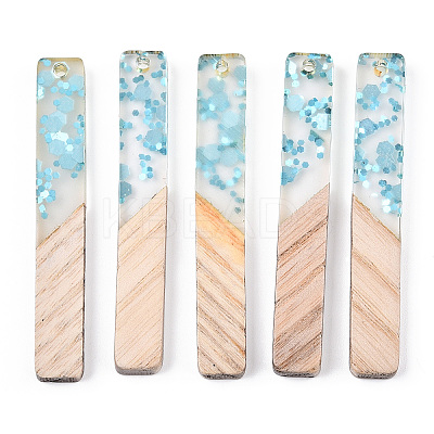 Transparent Resin & White Wood Big Pendants RESI-N039-47-1