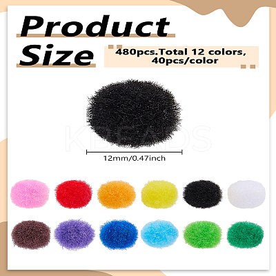 480Pcs 12 Colors DIY Doll Craft Pom Pom Yarn Pom Pom Balls DIY-LP0005-43-1