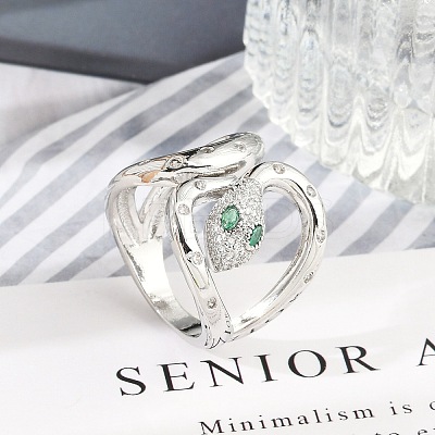 Brass Micro Pave Clear Cubic Zirconia Cuff Rings for Women Men RJEW-Z080-03P-1