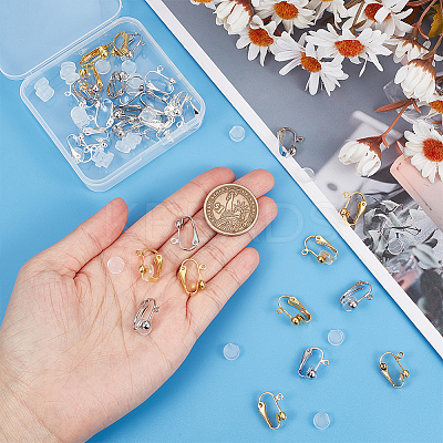 36Pcs 3 Colors Brass Clip-on Earring Findings KK-SP0001-07-1