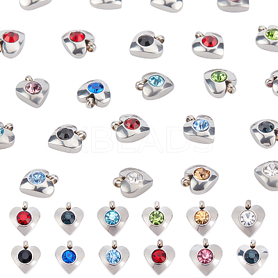 24Pcs 12 Colors 304 Stainless Steel Charms STAS-UN0029-95-1