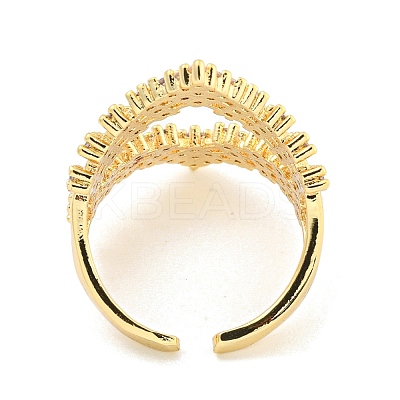 Crown Clear Cubic Zirconia Open Cuff Ring RJEW-L121-033G-1