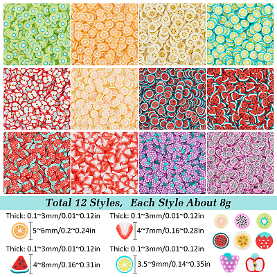 96G 12 Styles Handmade Polymer Clay Nail Art Decoration CLAY-SC0001-89-1