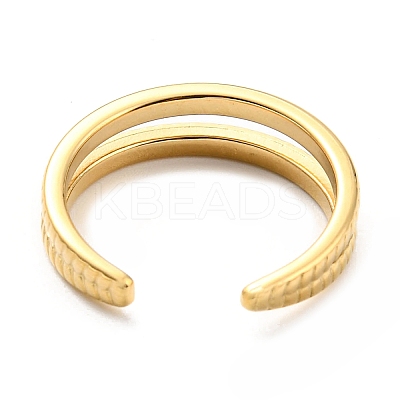 304 Stainless Steel Textured Open Cuff Ring for Women RJEW-C016-18G-1
