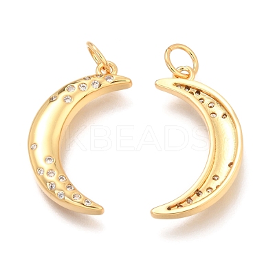 Brass Micro Pave Clear Cubic Zirconia Pendants ZIRC-O036-45G-1