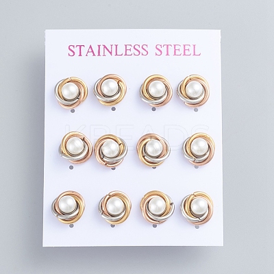304 Stainless Steel Stud Earrings EJEW-F246-02M-1