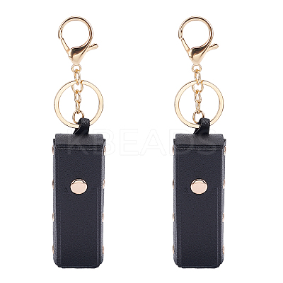 2Pcs PU Leather Lipstick Storage Bags Keychain AJEW-WR0001-23-1