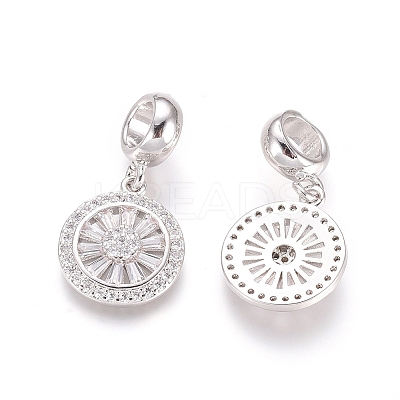 Brass Micro Pave Cubic Zirconia European Dangle Charms X-ZIRC-E163-19P-1