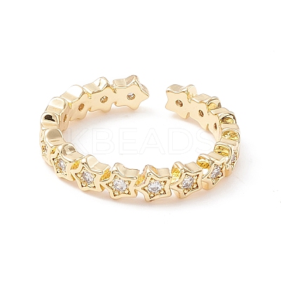 Clear Cubic Zirconia Star Cuff Ring LS-KK-D067-34G-RS-1